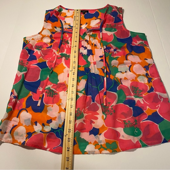Talbots Floral Sleeveless Split Neck Cotton Blouse - Picture 8 of 9